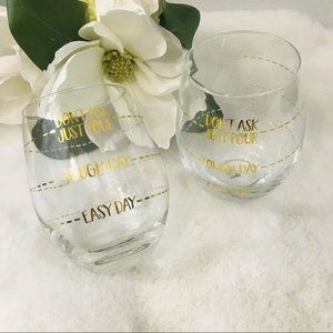 TMD Stemless “Rough Day” Wine Glass Set of 2